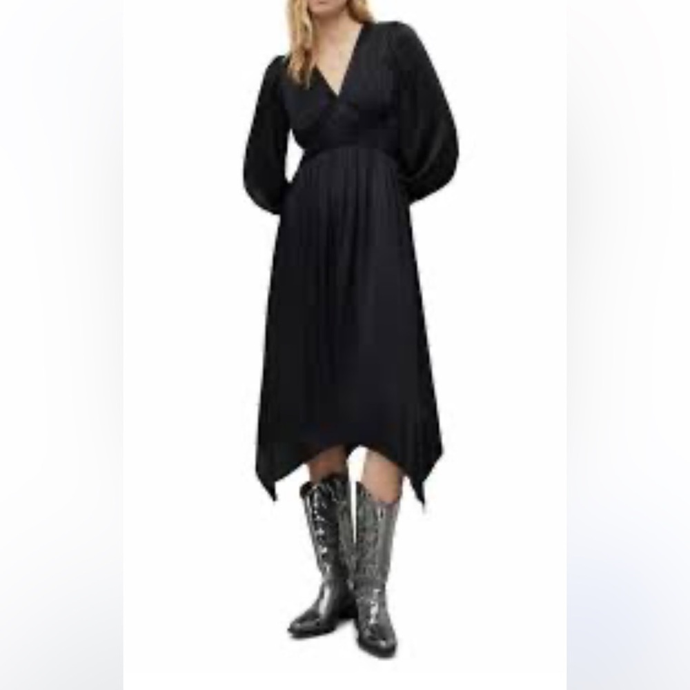 AllSaints Estelle Long Sleeve Asymmetric Hem Dress